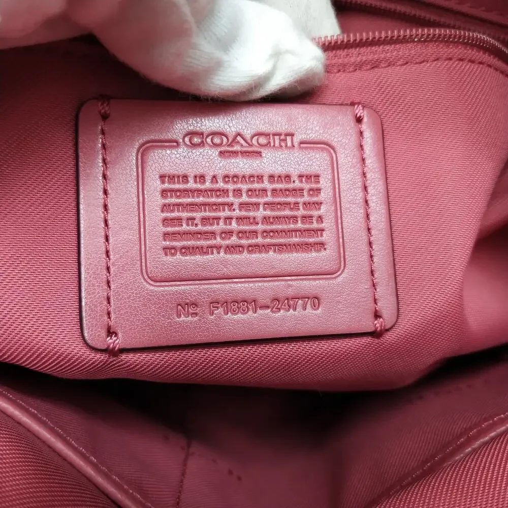 Coach Pink Pebbled Leather Zipper Closure Hobo Crossbody Shoulder Bag